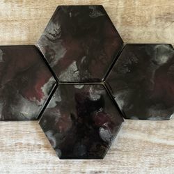Ceramic Tile Coasters With Acrylic Color Pour Finished With Epoxy Resin 
