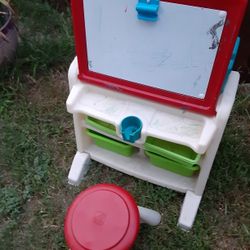 Dry Erase Board With Drawers & Kids Stool $35.00 Cash Only (Serious Buyers)