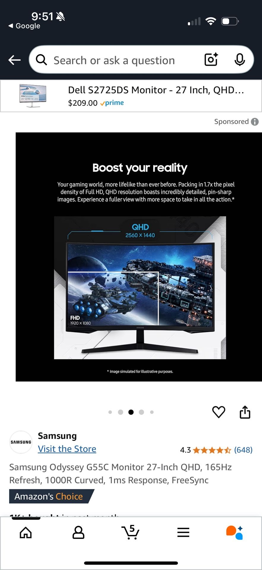 27in Samsung Odyssey G5 (Read Full Description)