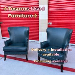 Leather nailhead accent chairs