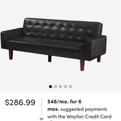 Faux Leather Convertible  Sofa Bed