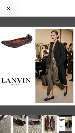 Lanvin Paris Brown Calf-Skin Leather Ballet Flats