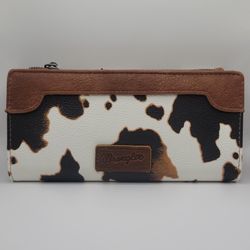 Wrangler Western Cow Print Women’s Wallet– Brown/White 