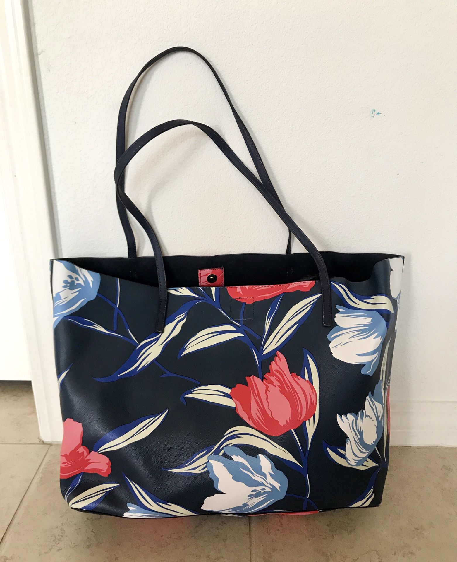 Large Navy Floral Tote