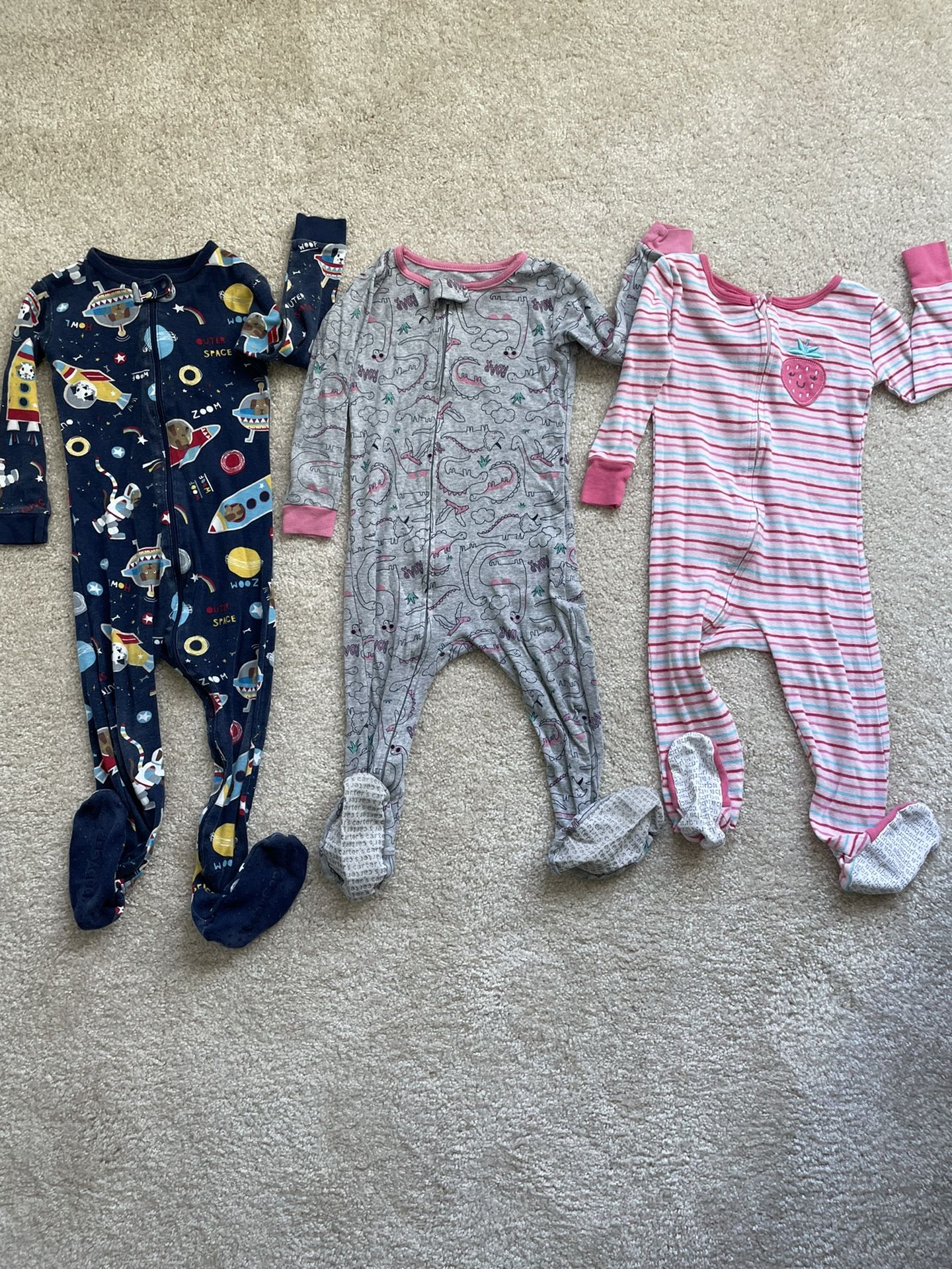 3 Girls Footed PJs (2T)