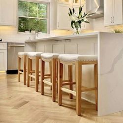 Bar Stools New in Original Packagings Set of 4 Accentuated With Elegant Nail Head Trim. 