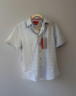 American Breed Men’s Button-Up Shirt Small Blue White Red Pattern NWT