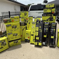 Ryobi / orbit sander / grinder / brad nailer / drain auger / circular saw / leaf vacuum/ 