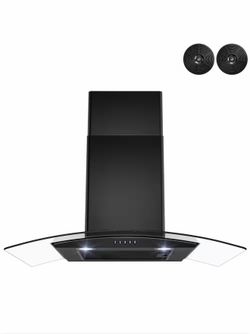 Brand New 30 in. 217 CFM Convertible Wall Mount Range Hood with Tempered Glass and Carbon Filters in Black Painted Stainless Steel