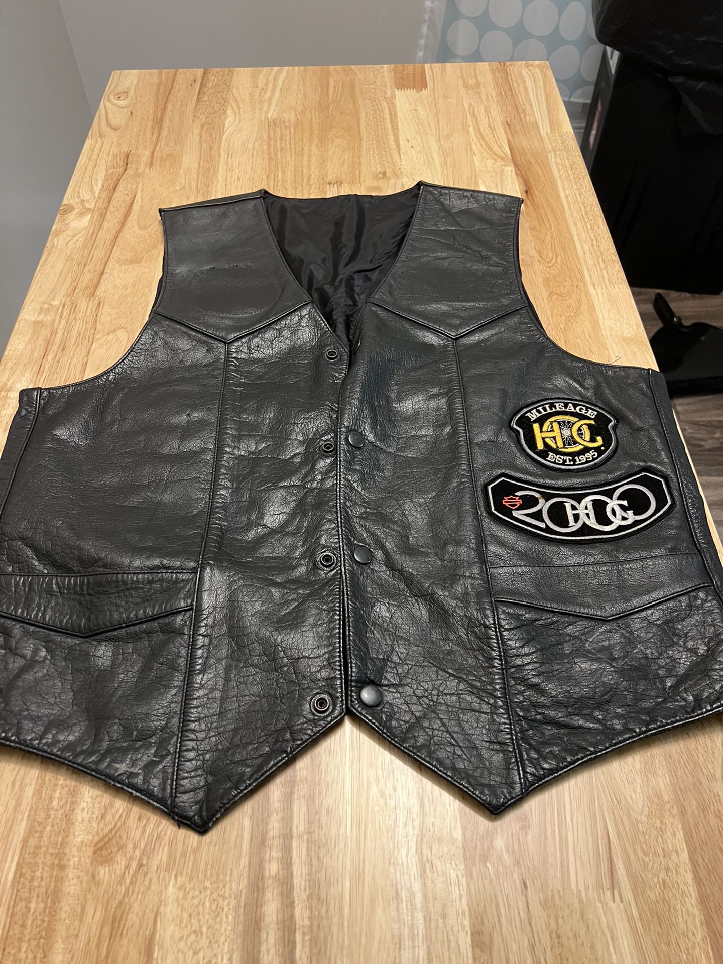 Leather motorcycle style vest