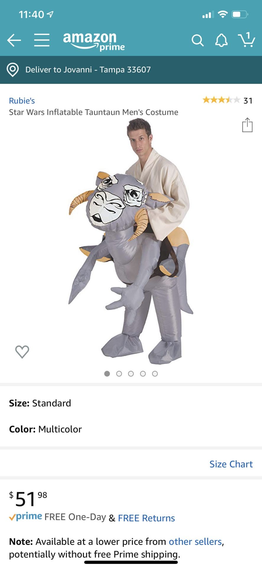 Inflatable star wards costume, Jedi costume not included