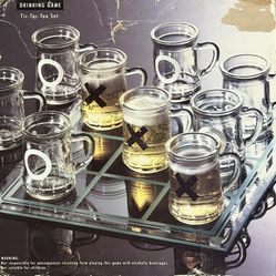 Game Night Tic Tac Toe Drinking Party Game for Adults 9 Whiskey Mugs Shot Glass