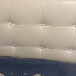 White Faux Leather Full Side Bed Frame