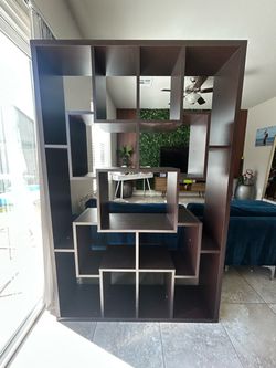 Large Modern Walnut Room Divider / Bookshelf
