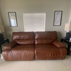 Brown Leather Power Sofa  and Love Seat  Set 