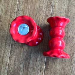 2 Taper Candle Holder, Red, 4.5", by My Texas House