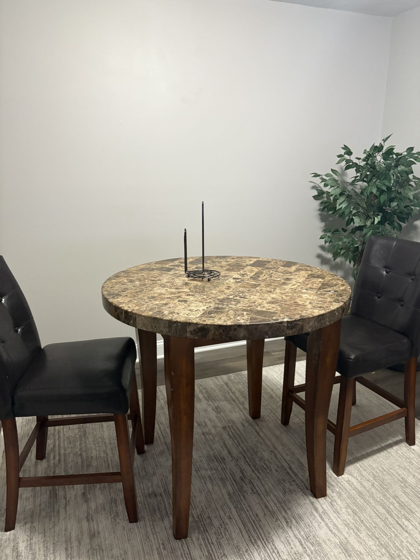 Marble Top Dining Table With 2 Chairs