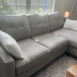 Clean Gray Sofa With Adjustable Chase And Pull Out Bed With Get Mattress 