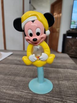 Vintage 1984 Disney Baby Mickey Mouse Suction Cup High Chair Toy Rattle 8