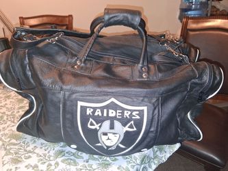 Raiders NFL Black Leather Duffle Bag