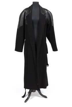 Handsome Michael Bevins, New York Full Length Men’s Leather and Wool Overcoat