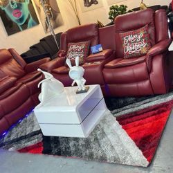 RECLINER SET. RED, WHITE, BLACK OR GRAY COLOR AVAILABLE 