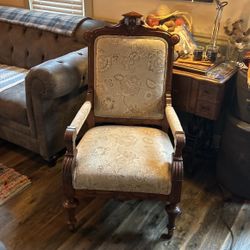 Antique Victorian Era Eastlake Oak Side Chair 