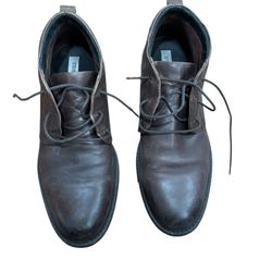 Steve Madden Mens Dark Brown Leather Lace-Up Chukka Boots Size 10