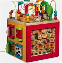 Battat Farm Themed Wooden Activity Cube Toy for Toddlers 1 Year and Up