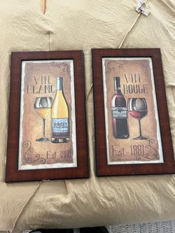 Vin Blanc & Vin Rouge Framed Wine Art Prints Set of 2