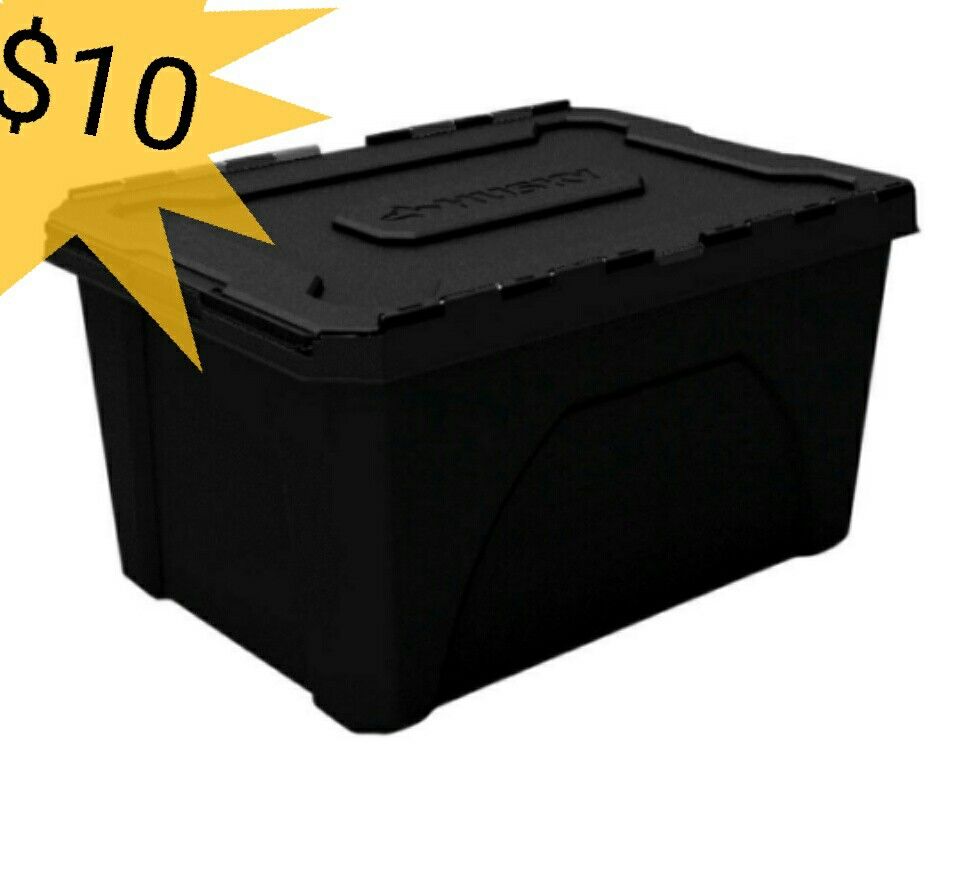 Storage box. Husky brand .18 gallons flip top storage tote heavy duty 27w x19lx13 h