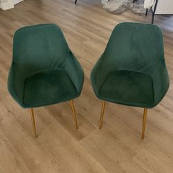 Two Modern Green Velvet Occasional Chairs
