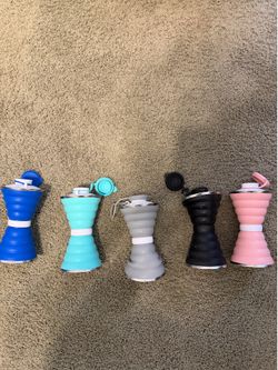 Five (5) collapsible /squishable drinking  bottles