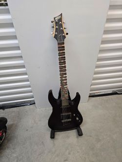 7 string Mitchell guitar, 3 string pack, fender amp
