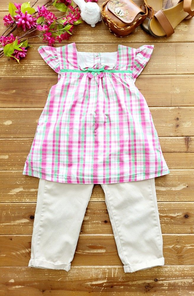 SIZE 7 & 9 GIRLS 2-PIECE OUTFIT TRI-COLOR TUNIC W/CAPRIS