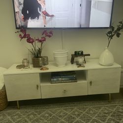 White & Gold TV Stand 