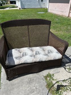 Brown wicker bench