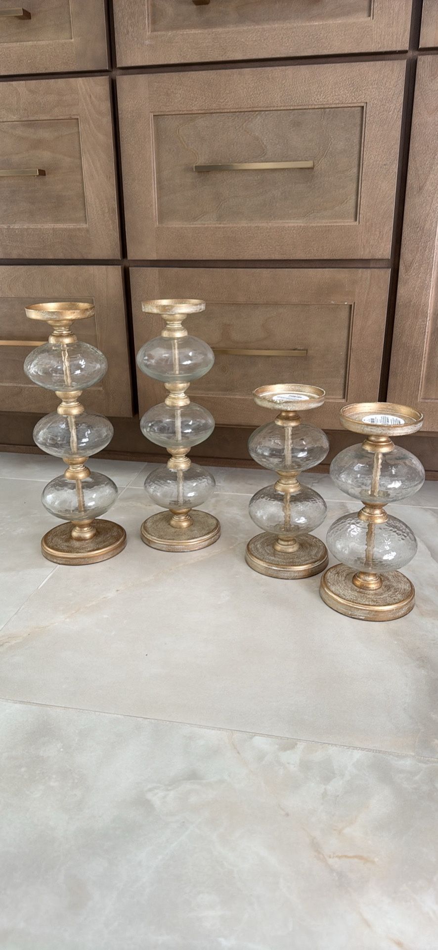 Mid Century Modern Glass Pillar Candle Holders