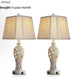 LuxSight Collection 28.5" Table Lamps Set Of 2 - Bedside Lamp With Fabric Shades - For Bedroom And Living Room With USB And Nightlight - Perfect For N