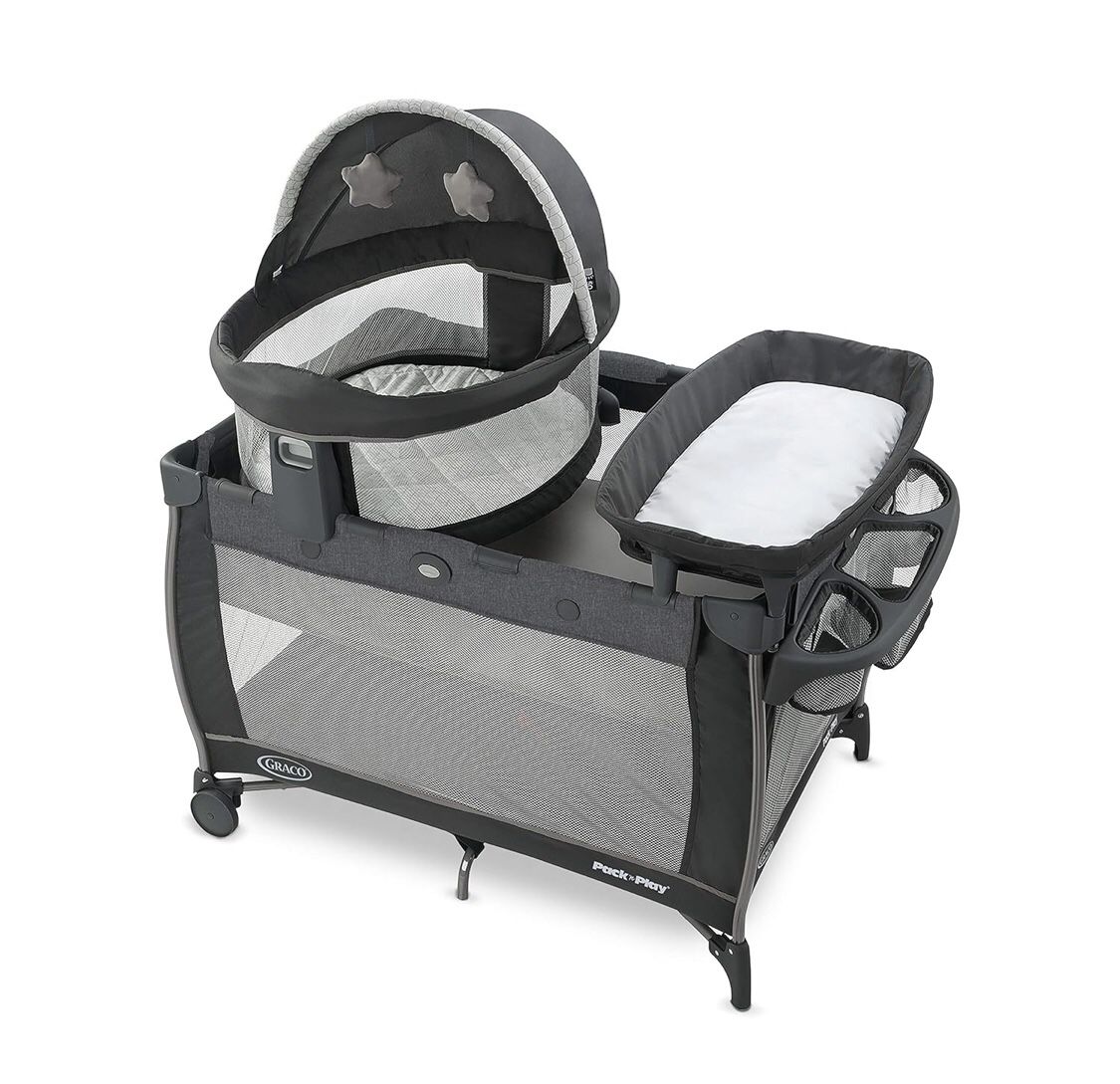 Graco Pack n Play Dome LX Playard with Baby Bassinet Lightweight Portable Crib