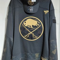 🔥 Buffalo Sabres Salute To Service Jersey Sz Large NWT and Hat NWT