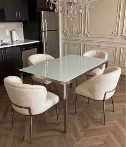 Modern Frosted Glass Dining Table (Table only)