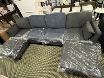 104-inch modular sofa, convertible into a U-shaped sofa, suitable for living rooms, modern 6-seat modular sofa with a movable ottoman, chenille f
