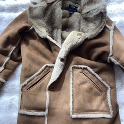 Dennis Basso Faux Shearling Hooded Coat Womens 1X Tan Winter Jacket