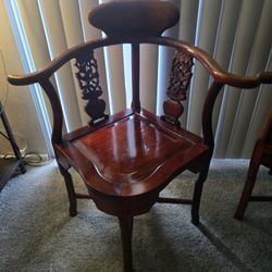 Antique Oriental Hand Carved Corner Chairs