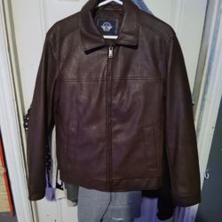Dockers Mens Big and Tall Faux Leather Lined Midweight Bomber Jacket