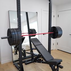 Rogue Squat Stand Rack Barbell Bumper Bench 