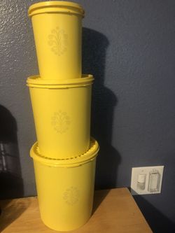 Vintage Harvest Yellow 3 Piece Canister Set
