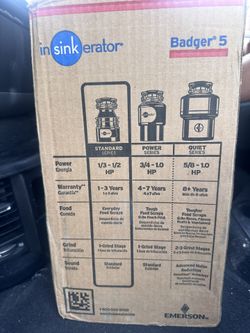 InSinkErator Badger 5 Garbage Disposal – New in Box