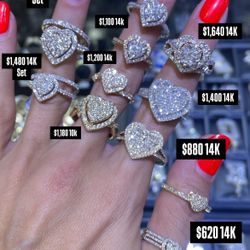 14K Natural Diamonds Heart Ring Yellow Gold 